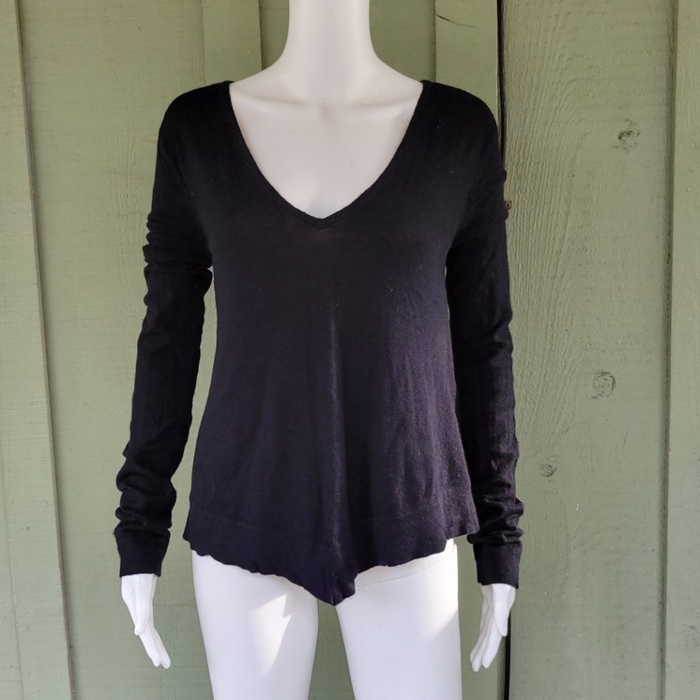 DEREK LAM 10 Crosby Black Knit Wool Silk Cashmere Sweater Small S